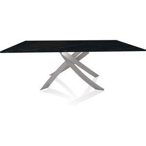 BONTEMPI CASA table avec structure gris clair ARTISTICO 20.01 200x106 cm (Noir Marquina - Plateau en marbre naturel et structure en acier laqué [...] - Publicité