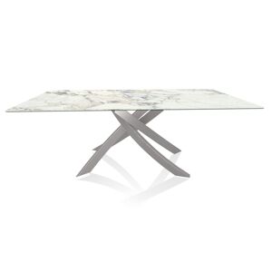 BONTEMPI CASA table avec structure gris clair ARTISTICO 20.01 200x106 cm (Arabescato brillant - Plateau en SuperMarbre et structure en acier [...] - Publicité