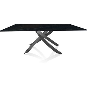 BONTEMPI CASA table avec structure anthracite ARTISTICO 20.01 200x106 cm (Noir Marquina - Plateau en marbre naturel et structure en acier laqué [...] - Publicité