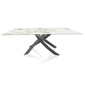 BONTEMPI CASA table avec structure anthracite ARTISTICO 20.01 200x106 cm (Arabescato brillant - Plateau en SuperMarbre et structure en acier [...] - Publicité