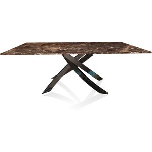 BONTEMPI CASA table avec structure noir poli ARTISTICO 20.01 200x106 cm (Dark Emperador - Plateau en marbre naturel et structure en acier laqué [...] - Publicité