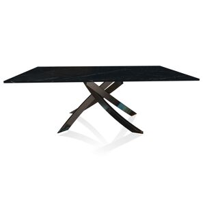 BONTEMPI CASA table avec structure noir poli ARTISTICO 20.01 200x106 cm (Noir Marquina - Plateau en marbre naturel et structure en acier laqué [...] - Publicité