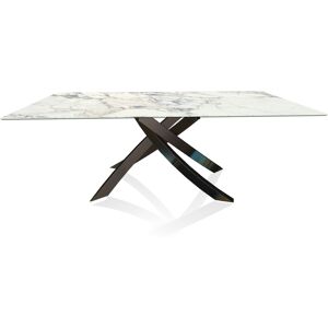 BONTEMPI CASA table avec structure noir poli ARTISTICO 20.01 200x106 cm (Arabescato brillant - Plateau en SuperMarbre et structure en acier [...] - Publicité