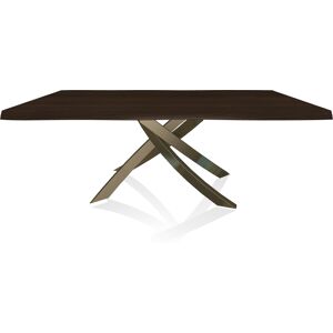 BONTEMPI CASA table avec structure laiton vielli ARTISTICO 20.01 200x106 cm (Noyer - Plateau en bois plaqué avec bords massif irrégulier et [...] - Publicité