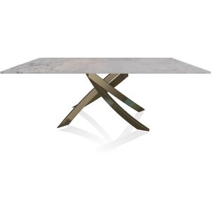 BONTEMPI CASA table avec structure laiton vielli ARTISTICO 20.01 200x106 cm (Blanc Dolomite - Plateau en marbre naturel et structure en acier [...] - Publicité