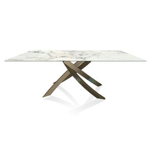 BONTEMPI CASA table avec structure laiton vielli ARTISTICO 20.01 200x106 cm (Arabescato brillant - Plateau en SuperMarbre et structure en acier [...] - Publicité