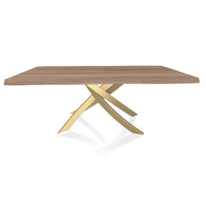 BONTEMPI CASA table avec structure or ARTISTICO 20.01 200x106 cm (Chêne naturel - Plateau en bois plaqué avec bords massif irrégulier et [...] - Publicité