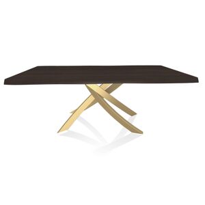 BONTEMPI CASA table avec structure or ARTISTICO 20.01 200x106 cm (Noyer - Plateau en bois plaqué avec bords massif irrégulier et structure en [...] - Publicité