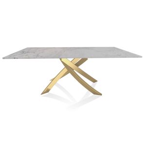 BONTEMPI CASA table avec structure or ARTISTICO 20.01 200x106 cm (Blanc Dolomite - Plateau en marbre naturel et structure en acier laqué or) - Publicité