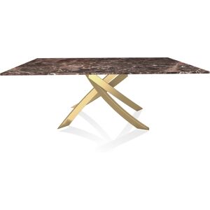 BONTEMPI CASA table avec structure or ARTISTICO 20.01 200x106 cm (Dark Emperador - Plateau en marbre naturel et structure en acier laqué or) - Publicité