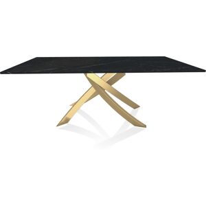 BONTEMPI CASA table avec structure or ARTISTICO 20.01 200x106 cm (Noir Marquina - Plateau en marbre naturel et structure en acier laqué or) - Publicité