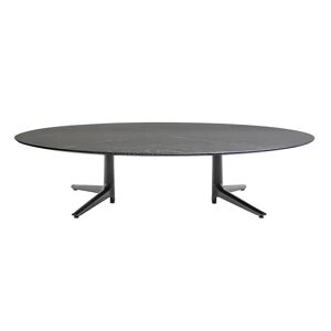 KARTELL table basse MULTIPLO LOW avec plateau oval (Noir - Aluminium moule et plateau en ceramique finition marbre)