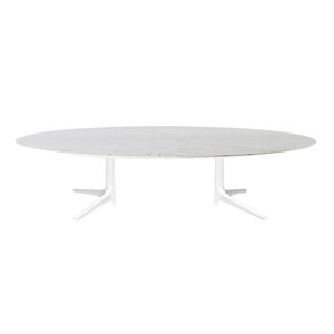KARTELL table basse MULTIPLO LOW avec plateau oval (Blanc - Aluminium moule et plateau en ceramique finition marbre)