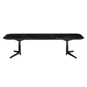 KARTELL table basse MULTIPLO LOW avec plateau rectangulaire arrondi (Noir - Aluminium moulé et plateau en céramique finition marbre) - Publicité