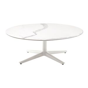 KARTELL table basse MULTIPLO LOW avec plateau rond Ø 118 cm (Blanc - Aluminium moule et plateau en ceramique finition marbre)