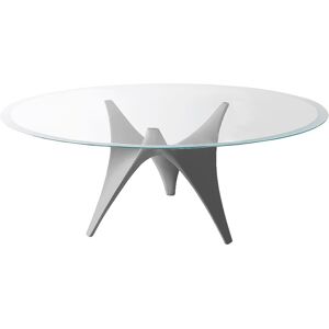 MOLTENI & C table ovale ARC 180 x 120 cm (Gris - Verre trasparente extraclair et ciment)