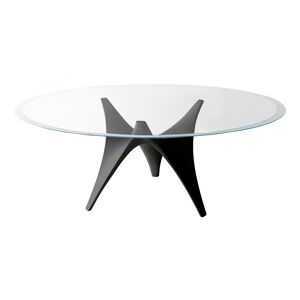 MOLTENI & C table ovale ARC 180 x 120 cm (Noir - Verre trasparente extraclair et ciment)