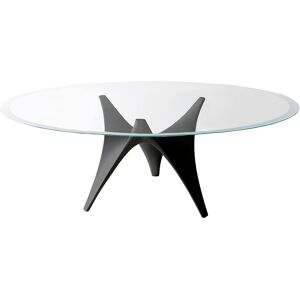 MOLTENI & C table ovale ARC 200 x 130 cm (Noir - Verre trasparente extraclair et ciment)