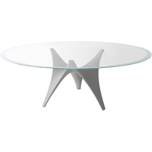 MOLTENI & C table ovale ARC 220 x 140 cm (Blanc - Verre trasparente extraclair et ciment) - Publicité