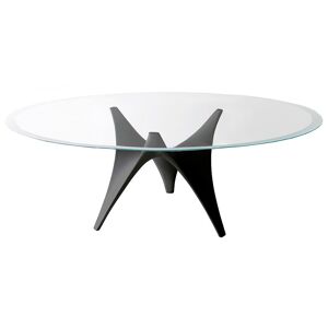 MOLTENI & C table ovale ARC 220 x 140 cm (Noir - Verre trasparente extraclair et ciment) - Publicité