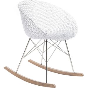 KARTELL chaise à bascule SMATRIK (Cristal - polycarbonate trasparente, bois teinté chêne et acier chromé)