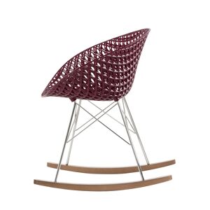 KARTELL chaise a bascule SMATRIK (Prune - polycarbonate colore dans la masse, bois teinte chene et acier chrome)