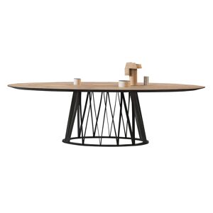 MINIFORMS table ovale ACCO 260x120 cm (Plateau en chene vintage et base en frene noir - Bois)