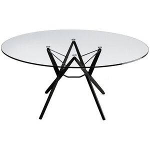 ZANOTTA table ORIONE (Ø 125 cm - Verre et chêne noir)