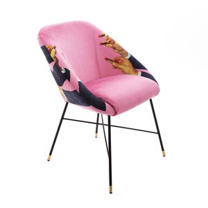 Chaise rembourrée TOILETPAPER PADDED CHAIR (Pink Lipsticks - Tissu en polyester, Structure en bois, polyuréthane et métal)
