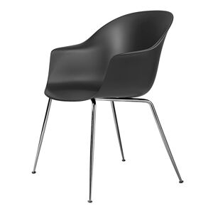 GUBI chaise avec accoudoirs BAT DINING CHAIR avec la base chrome (Black - polypropylène et acier)