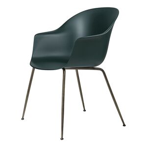 GUBI chaise avec accoudoirs BAT DINING CHAIR avec la base laiton antique (Dark green - polypropylène et acier)