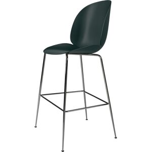 GUBI tabouret BEETLE BAR CHAIR base chrome noir (Dark green - polypropylene et acier)