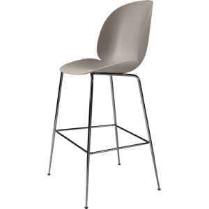 GUBI tabouret BEETLE BAR CHAIR base chrome noir (New beige - polypropylene et acier)