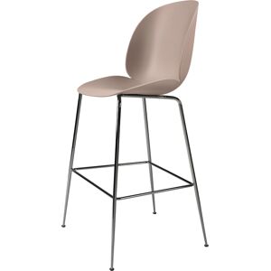 GUBI tabouret BEETLE BAR CHAIR base chrome noir (Sweet pink - polypropylene et acier)