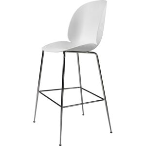 GUBI tabouret BEETLE BAR CHAIR base chrome noir (Alabaster white - polypropylene et acier)