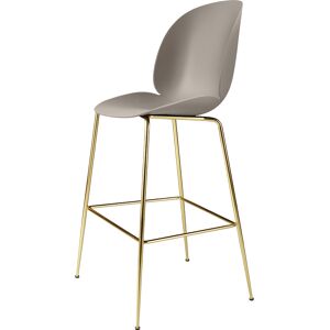 GUBI tabouret BEETLE BAR CHAIR base laiton (New beige - polypropylene et acier)