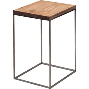 ZEUS table basse carré SLIM IRONY LOW TABLE 31 x 31 cm (H 46 cm plateau bois massif affiné - métal verni noir cuivré sablé)