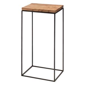 ZEUS table basse carré SLIM IRONY LOW TABLE 31 x 31 cm (H 64 cm plateau bois massif affiné - métal verni noir cuivré sablé)