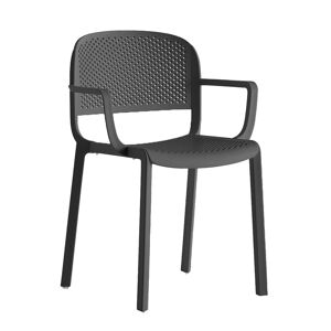 PEDRALI set de 4 chaises perforé avec accoudoirs DOME 266 (Gris anthracite - Polypropylène avec fibre de verre)