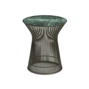 KNOLL table basse ronde PLATNER Ø 40 x H 46 cm (Bronze / Vert Alpi - Métal / marbre)