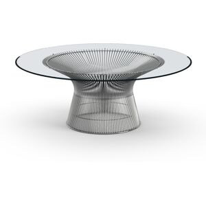 KNOLL table basse ronde PLATNER Ø 107 x H 38,5 cm (Nickel / Transparent - Métal / Cristal) - Publicité