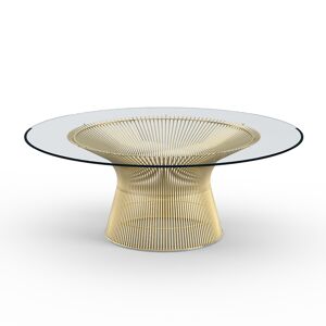 KNOLL table basse ronde PLATNER Ø 107 x H 38,5 cm (Or 18k / Transparent - Métal / Cristal) - Publicité