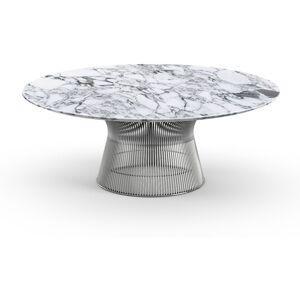 KNOLL table basse ronde PLATNER Ø 107 x H 38,5 cm (Nickel / Arabescato - Métal / marbre) - Publicité