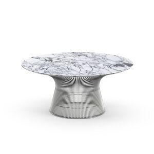 KNOLL table basse ronde PLATNER Ø 91,5 x H 38,5 cm (Nickel / Arabescato - Métal / marbre) - Publicité