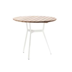 TRIBÙ table bistrot Ø 80 cm d'exterieur BRANCH (Blanc - Aluminium et Teak)