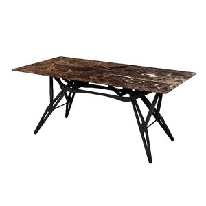 ZANOTTA table avec plateau en marbre Emperador REALE (80x160 cm - Chêne teint noir) - Publicité