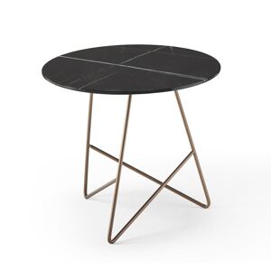 MEME DESIGN table basse ERMIONE Ø 50 cm (Couleurs Prive de votre choix - Metal et plateau en verre-marbre Sahara noir)