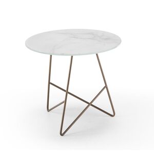 MEME DESIGN table basse ERMIONE Ø 50 cm (Couleurs Prive de votre choix - Metal et plateau en verre-marbre Calacatta)