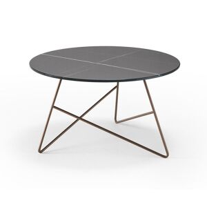 MEME DESIGN table basse ERMIONE Ø 65 cm (Couleurs Prive de votre choix - Metal et plateau en verre-marbre Sahara noir)