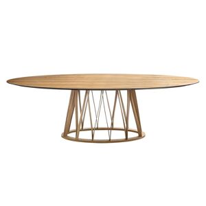 MINIFORMS table ovale ACCO 240x120 cm (Plateau vintage en chene et base en chene flamme - Bois)